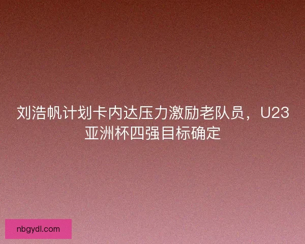 刘浩帆计划卡内达压力激励老队员，U23亚洲杯四强目标确定