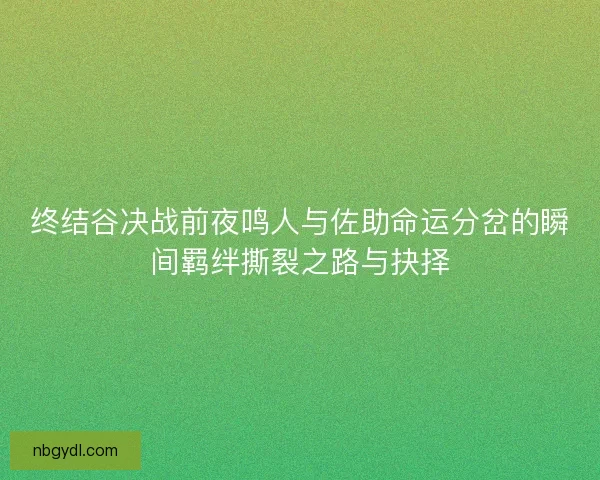 终结谷决战前夜鸣人与佐助命运分岔的瞬间羁绊撕裂之路与抉择